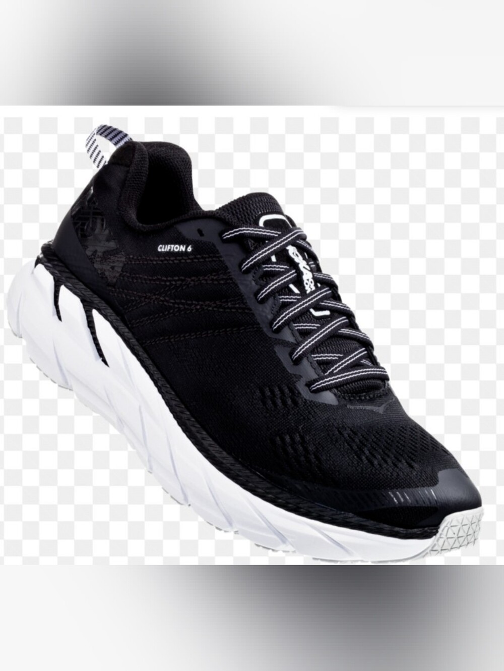 Hoka Clifton 6 Running Shoe in Black/White